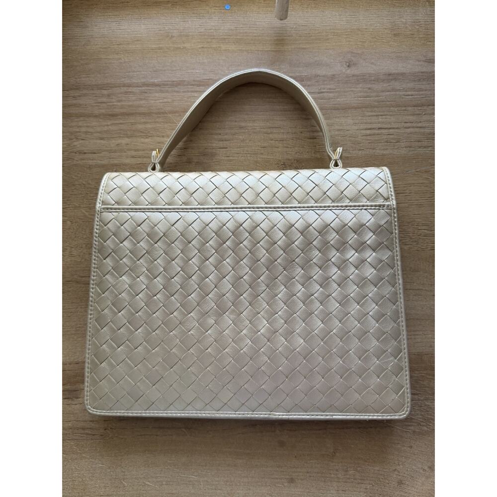 Bottega Veneta Rare‎ Vintage Intrecciato Top Handle Kelly Handbag Off White - Picture 3 of 16
